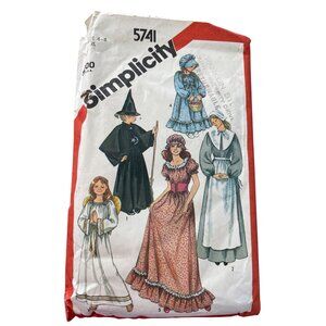 80s Simplicity 5741 Sewing Pattern Size 6-8 Angel Pioneer Witch Prairie CUT